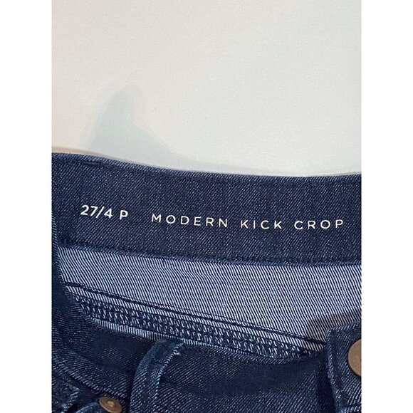 Ann Taylor Loft Modern Kick Crop Denim Jeans Dark Wash Stretchy Wimen’s 27/4P - Picture 5 of 9